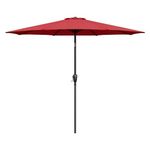 Simple Deluxe 9ft Outdoor Market Table Patio Umbrella with Button Tilt, Crank and 8 Sturdy Ribs for Garden, Deck, Lawn, Backyard & Pool, Red