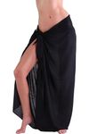 INGEAR Sarong Bathing Suit Cover Up for Women – Long Pareo Beach Wraps, Swimsuit Coverup Skirt, Stylish Bikini Cover Up, Solid Black, One Size