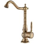 Suguword Antique Brass High Tap Bathroom Basin Single Lever Sink Mixer Tap 360° Rotating Spout