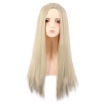 MapofBeauty 28 Inch/70 cm Monochrom Side Bangs Long Straight High Temperature Fiber Fashion Wig (Blonde)