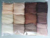 Set O* Pure Merino Wool Tops for Needle and Wet Felting Packs of 12 Colours, 60 g