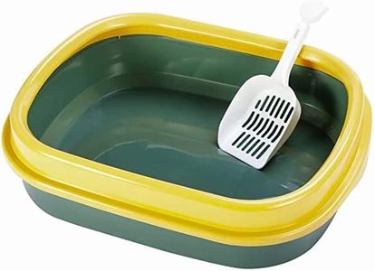 Dog Trust Cat Rabbit Litter Tray with Rim/Semi Closed Style of Cat, Dog, Rabbit Pet Toilet Litter Basin (Green)