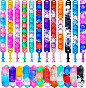 Ainiv 12PCS Bracelet Pop It, Bracelets Anti-Stress en Silicone, Multicolore Pack Bracelet Push Bubble Jouets Sensoriels Anti Stress pour Enfants Adultes(Couleur)