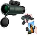 Monocular Telescope, K&F Concept 12X50 BAK4 Prism Waterproof Monocular and Smartphone Adapter Low Light Night Vision for Bird Watching, Hunting, Camping,Travelling and Concerts with Carrying Bag