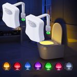 Ccfetch 2 Pack Toilet Night Lights, Motion Activated Toilet Bowl Light, Bathroom Decor, LED Toilet Light Motion Sensor 8 Colors Inside Toilet Glow Bowl, Funny & Cool Stuff for Kids