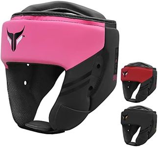 Mytra Fusion Casque Boxe - Casque MMA avec Sangle réglable Kickboxing, Muay Thai, Sparring, Arts Martiaux, Karaté Casque de Boxe (Black/Pink, M)