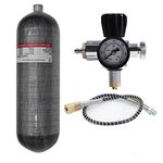 TUXING 4500psi Carbon Fiber Air Tank 6.8L (Empty Bottle)& Pcp Paintball Filling Station with Pressure Gauge Valve,Scuba Tank,Pcp Tank with Regulator Gauge for PCP Game