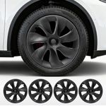 Hubcaps for Tesla Model Y Wheel Covers 19 inch 2021-2024 Hubcaps 4 Pcs Compatible with Tesla Model Y Rim Protector Replacement Wheel Cover Exterior Accessories,Black
