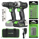 GALAX PRO 20V 2-speeds Drill Driver and Impact Driver Combo Kit, Cordless, 1pcs 1.3Ah Lithium-Ion Batterie, Charger Kit, 11pcs Accessories and Tool Bag