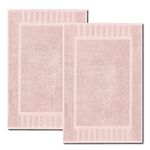 White Classic Luxury Bath Mat Floor Towel Set - Absorbent Cotton Hotel Spa Shower/Bathtub Mats [Not a Bathroom Rug] 22"x34" | 2 Pack | Pink