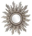 Howard Elliott Collection Chelsea Antique Starburst Mirror, Showpeice Round Decorative Focal Point Glass Mirror for Bedroom, Bathroom, Living Room, Silver, 20" x 26" x 2"