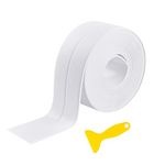 DREETINO Bath Sealant Strip,11ft Self Adhesive Caulk Strip Sealant Tape for Kitchen, Bathroom, Toilet, Wall Corner with Sealing Tool - White