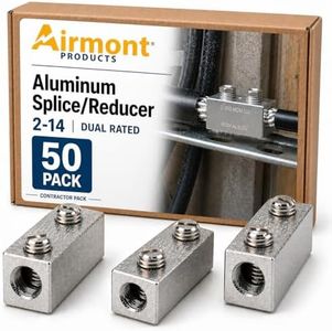 (Pack of 50) Airmont Aluminum Splice Reducer Connector 2–14 AWG, Dual Rated AL/CU Mechanical Wire Splice, 2-Screw Inline Butt Splice Terminal, Electro-Tin Plated, UL486B Listed, 600V