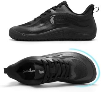 OrthoComfoot Women's Orthopedic Wide Feet Bunion Friendly Shoes, Comfortable Casual Zero Drop Arch Support Barefoot Sneakers, Comfort Work Standing & Weekend Travel Footwear, Black Size 10
