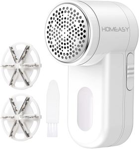 HOMEASY Portable Fabric Shaver – 2-Speed Lint Remover with 3 Blades, White