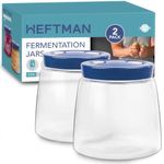 HEFTMAN Fermenting Jar with 1 Way Air Release Vent - 1 Litre, 2 Pack - Ideal for Safe Fermentation for Kefir, Kimchi, Sauerkraut, Sourdough Starter, Overnight Oats - Fermentation Jars x 2 (Blue)