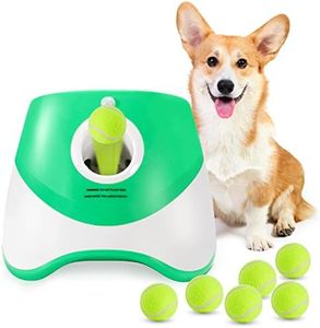 MEKAPLE Dog Ball Thrower Launcher, Automatic Launcher with 6 Mini Tennis Balls, Interactive Dog Toys Indoor Outdoor Ball Thrower Machine for Small Dogs with 3 Distance Settings
