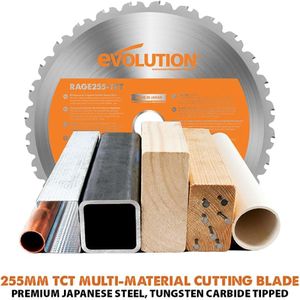 Evolution R255TBL Table Saw – 255mm Blade, Powerful Wood Cutting