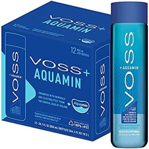 VOSS+ Aquamin Enhanced Water - Pack of 12 Bottles, 850ml Each - Purified Hydrating Water - 74 Trace Minerals & Electrolytes - Perfect for Active Lifestyles, at the Gym & on Hot Days - Recycled PET Bottle