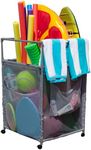 Pool Bins Rolling Pool Noodle Storage Organizer Bin, Standard Noodle Holder (25.4" W x 26" L x 40.5" H), Gray