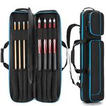 GOBUROS 4x4 Pool Cue Case Hold Up to 4 Butts and 4 Shafts, Pool Stick Carrying Case with Front Accessories Pockets, Billiard Cue Cases with Shoulder Straps