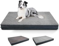 Reversible Waterproof Orthopedic Dog Beds for Extra Large Dogs, XLarge Dog Beds with Removable Washable Cover, Egg Crate Foam Pet Mat for Dogs Weighing Up to 100 lbs, Dark Gray