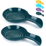 Kyraton Spoon Rest 2 Pack, Plastic Spoon Holder for Kitchen Counter, Kitchen Utensil Rack for Spoons, Tongs, Spatulas, Spoon Rack for Hob, Spatula Rest, Dishwasher Safe