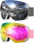 NSSIW Ski Goggles for Men Women Youth, OTG Snowboard Goggles Snow Goggles with Anti Fog and UV Protection Over Glasses 2 Pack