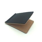 Simple Men Money Clip Wallets With Metal Clamp Women Slim Leather Purse Bank Card Slots Cash Holder For Man-Brown