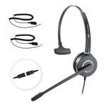 Telephone-Headset Microphone Noise-Cancelling Headphone QD - Quick Disconnect Call Center Headset with RJ09 Cables Compatible with Polycom-Yealink-GXP-Snom-Fanvil-Aastra-Mitel-Digium Phones