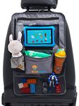 Kidease Travel Gear Car Back Seat Organiser and Kick Mat in Grey Universal Fit Multi Pocket with Built In Touch Screen iPad or Tablet Holder