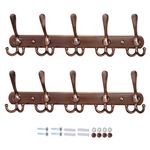 Dseap Wall Mounted Coat Rack - 5 Tri Hooks, Heavy Duty, Stainless Steel, Metal Coat Hook Rail for Coat Hat Towel Purse Robes Mudroom Bathroom Entryway (Antique Copper, Pack of 2)