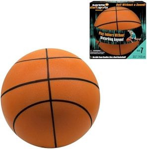 Supreme Silent Sports Basketball | Quiet Indoor Safe Premium Foam Ball for Training, Dribbling & Playing, Gift for 3+, Boys & Girls, Never Shrunken or Inflated | Orange (1 Pack) (Orange, Size 7)