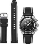 Stanchev Bands for Moonswatch Watch,Soft Silicone Strap Compatible with Omega x Swatch MoonSwatch Speedmaster 20mm Watch,Quick Release Waterproof Replacement Strap for Swatch Omega Men Women (Black)