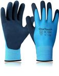 A406 5 Pairs Blue Waterproof Fully Latex Coated Nylon Safety Work Gloves Heavy Duty Grip Gloves Winter Gloves Builder Gloves (X-Large/10)