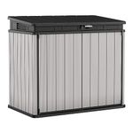 Keter Premier XL Outdoor All Weather Deck Backyard Patio Garden Shed Container with Lid, Light Grey