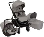 Graco Near2Me DLX Stylish Trio including raincover, carrycot and car seat - Suitable from birth to approx. 4 years (22kg). 3 x Slide2Me height adjustments, Ash fashion