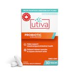 Utiva Probiotic – Urinary Tract and Gut Health Supplement – 12 Billion CFU Lactobacillus & Bifidobacterium Probiotic for Men and Women, 30 Delayed Release Vegi Capsules - Made in Canada