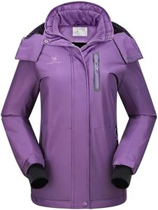 CAMEL CROWN Women's Ski Jacket Waterproof Warm Winter Snow Coat Hooded Mountain Outdoor Windbreaker Windproof Jacket Purple New Small