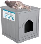 INTERNET'S BEST Decorative Cat House & Side Table, Nightstand, Pet Crate, Hidden Litter Box Enclosure, Multi-Functional Kitty Furniture, Hiding Spot, Wooden Cabinet for Cats, Kitten Home - Grey