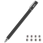 Bargains Depot 5mm High-Sensivity Fiber Tip Capacitive Stylus Dual-tip Universal Touchscreen Pen for All Tablets & Cell Phones with 8 Extra Replaceable Fiber Tips (4 Pcs, Black/Aqua/Silver/Yellow)