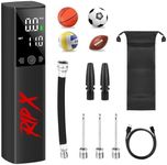 Rip X Electric Ball Pump for Sports Portable Air Pumps with Precise Pressure Gauge and Digital LCD Display for Basketball Soccer Volleyball Rugby with Needles Accessories (3 Pin and 2 Spout)