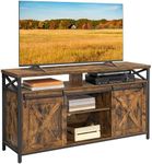 VASAGLE TV Stand for 65 Inch TV, Entertainment Center, TV Table and Console, TV Cabinet with Adjustable Shelves, Industrial Design, Rustic Brown and Black ULTV071B01