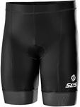 SLS3 Triathlon Shorts Mens - Padded Tri Shorts Mens Triathlon Shorts - 8" Swim Bike Triathalon Shorts, 4 Pocket FRT (Jet Black, Small)