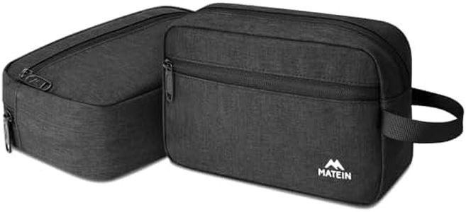 MATEIN Handmade Travel Toiletry Bag for Men (2 Packs), Water Resistant Dopp Kit Bathroom Shaving Bag for Travelling, Small Barthroom Toiletry Accessories Organizer Set, Gifts for Traveler, Black