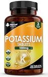 Potassium Supplements High Strength - 180 Vegan Potassium Tablets Mineral Electrolytes Supplement Contributes to Normal Muscle Function, Nervous System - Gluten-Free, Non-GMO, Made in UK by New Leaf