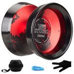 YOYOSTUDIO Yoyo Professional Unresponsive Bi-Metal Yoyos with Dual Aluminum Alloy Ring, Pro Tricks Yo yos for Adults, Bimetal Yoyo for Kids Beginners with Strings, Gloves & Case Black Red (Black)