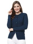 Kalt Women Sweater for Winters Woolen Acrylic Full Sleeve Round Neck Cable Design Cardigan Sweater for Women Winter Woollen Stylish(Teal::XL)