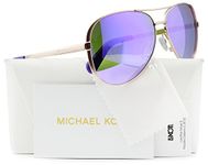 Michael Kors Women's Aviator, Rose Gold/Purple Mirror, 59 mm