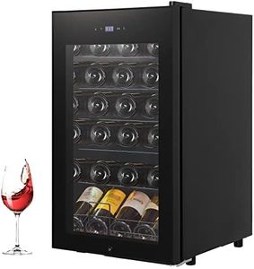 Aprafie Wine Cooler Refrigerator 24 Bottle Compressor Freestanding Beverage Wine Cooler with UV Protected Glass Door for Red and White Wine, Digital Temperature Control, Temperature Range 40°F to 65°F